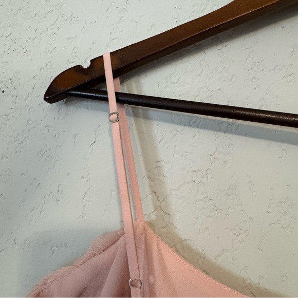 Women's BCBGMaxAzria Soft Ballet Pink Dress with Ruffles & Black Waistband - Picture 13 of 14